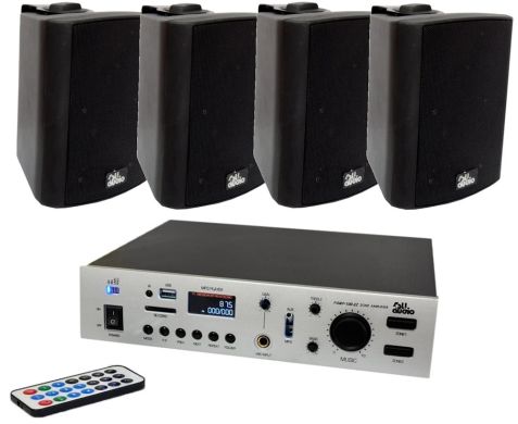 Комплект фонового озвучування 4all Audio SET 4xWALL 420 Black 1xPAMP-100-2z 88422 фото