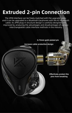 Вакуумні навушники KZ Audio ZEX PRO BLACK NO MIC 86107 фото